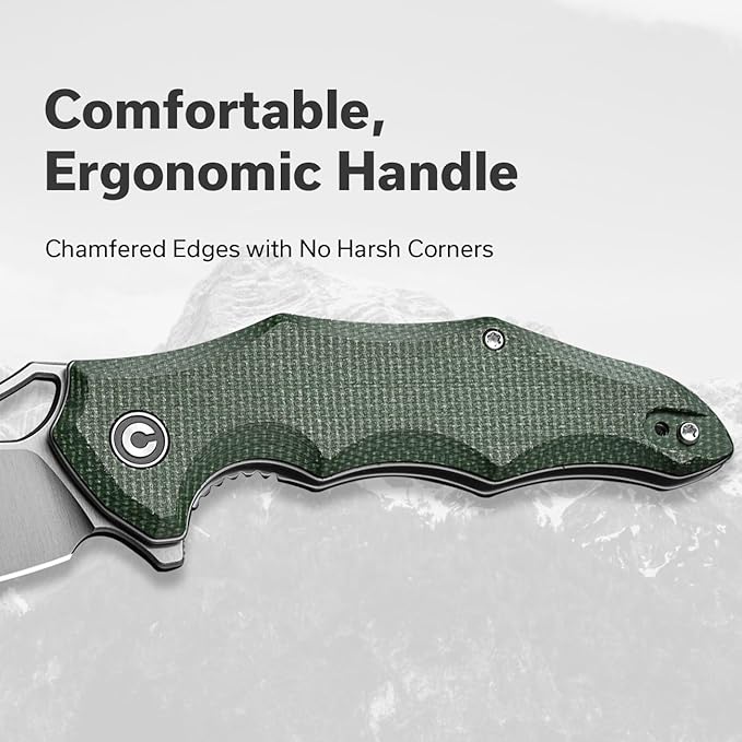 CIVIVI Chiro Cool Pocket Knife for EDC Folding Knife with Flipper 3.1 14C28N Blade Canvas Micarta Handle Utility Knife for Men Women C23046-2