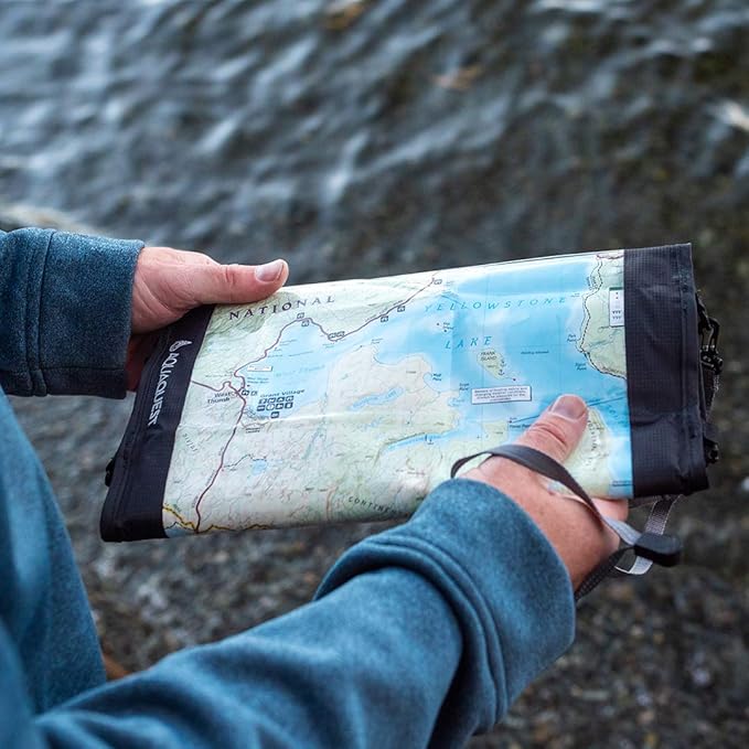 AquaQuest Trail Map Case - 100% Waterproof Document Dry Bag Holder with Clear Window &amp Lanyard - Black Yellow Orange Blue or Green