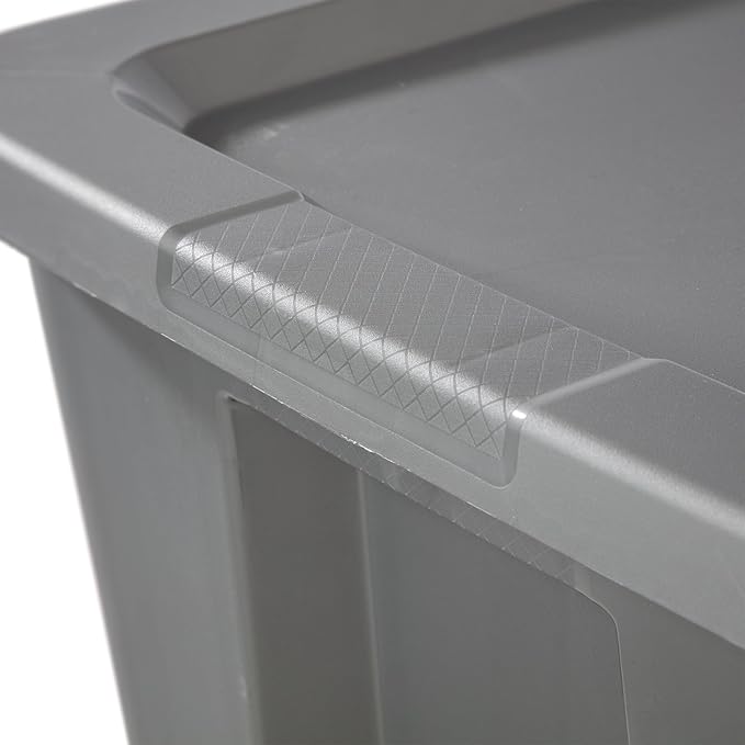 18-Gallon Plastic Storage Bins with Snap-on Lids – 8-Pack Home Organization Essential (Light Gray)