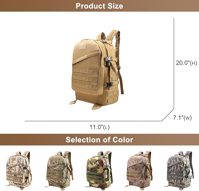 Men's Large Capacity Travel Backpacks Oxford Cloth Outdoor Tactical Duffle Bags Hiking Sports Camping Backpack (H/Multicolor)