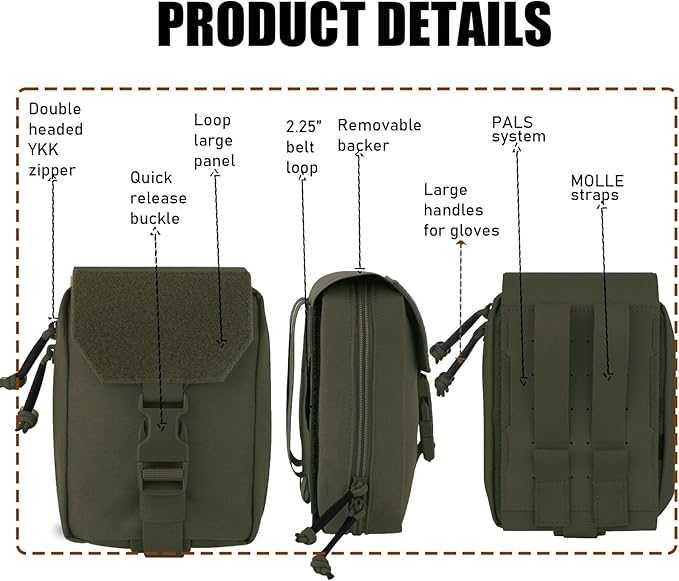 PETAC GEAR Tactical Rip Away Medical IFAK Pouch Tear Off First Aid EDC Pouches Molle &amp Belt Outdoor Emergency Survival Bag