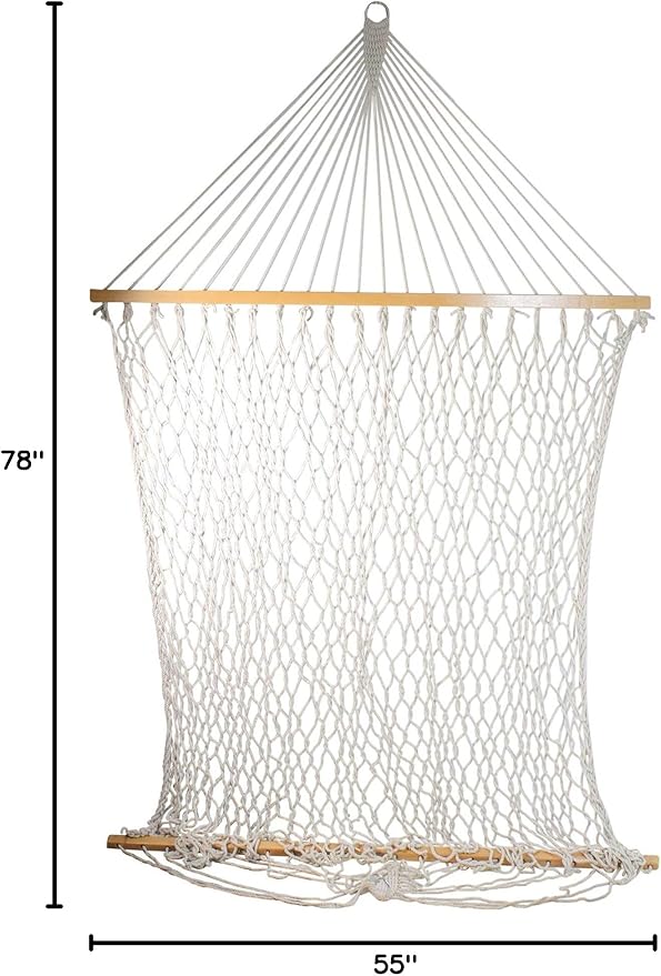 Northlight 78 White Lattice Macrame Netted Hammock with Bars