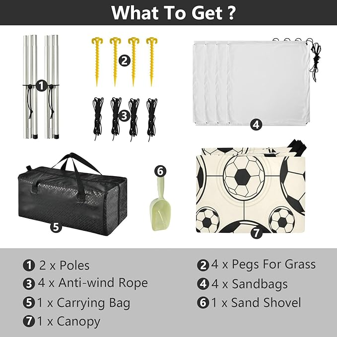 xigua Soccer Beach Tent Sun Shelter with Carrying Bag - Silver Coated Oxford Fabric Beach Canopy for Beach Camping Fishing - Includes Windproof Ropes Sandbags &amp Stakes