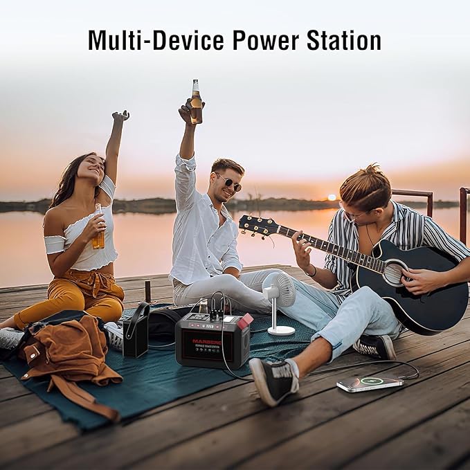 Portable Power Station 300W MARBERO 237Wh Camping Solar Generator Backup Lithium Battery with Pure Sine Wave 110V AC Outlet USB C USB A DC for Outdoors Camping CPAP Home Blackout Emergency