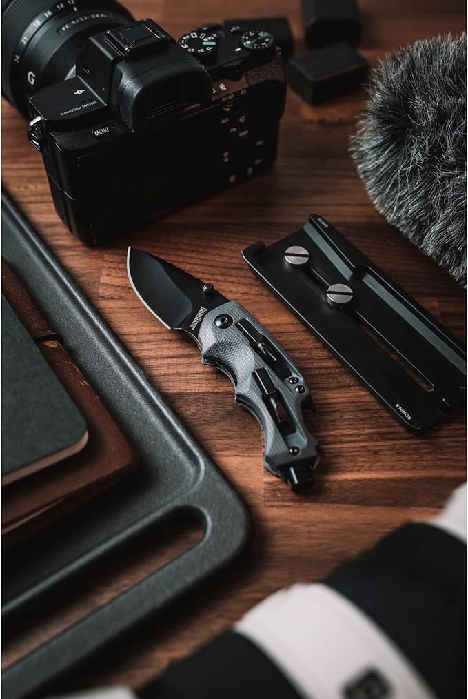 Kershaw Shuffle DIY Compact Multifunction Pocket Knife (8720) 2.4 Inch 8Cr13MoV Steel Blade with Black Oxide Coating Every Day Utility Knife with Carbon Strength and High Tech Function 3.5 oz.Gray