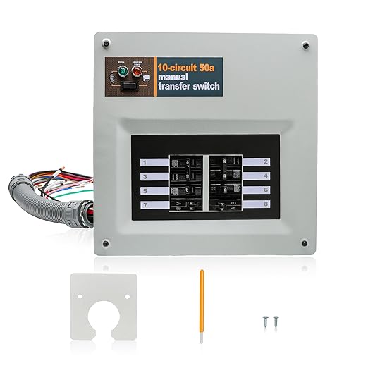 50 Amp Transfer Switch RV Replacement for Generac 9854 Pre-Wired 10-Circuit 50A Manual Transfer Switch Compatible with Portable Generators