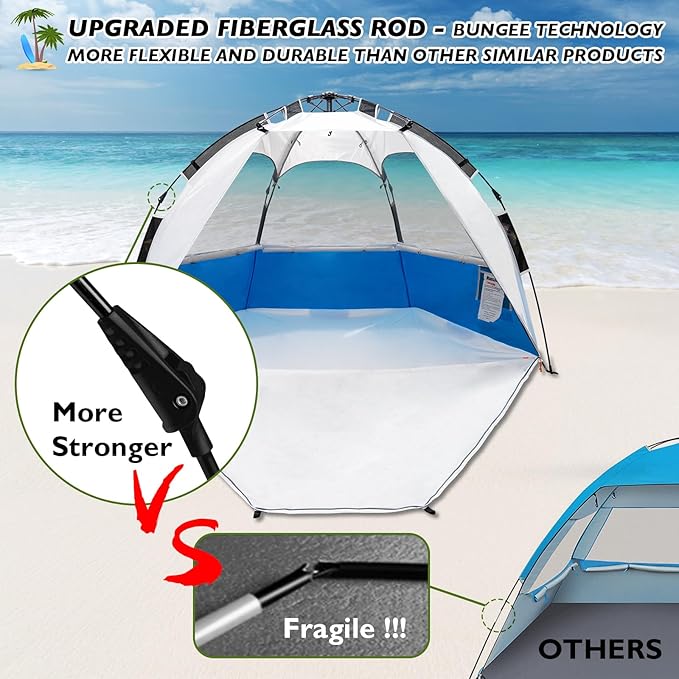 Beach Tent Pop Up Shade Instant Beach Tents Sun Shelter with UPF 50+ UV Protection Lightweight &amp Easy Setup Tent