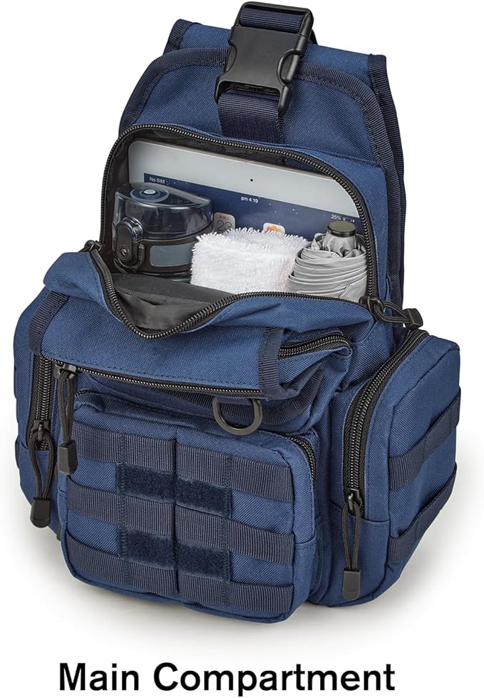 G4Free Tactical EDC Sling Bag Pack with Adjustable Holder Sling Shoulder Assault Range Backpack(Dark Blue)