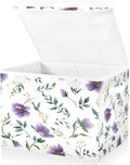 senya Baskets Collapsible Storage Bins with Lids Purple Flower Leaves Storage Boxes Clothes Baskets for Organizing