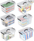 10 Liters Clear Boxes with Handles Plastic Small Storage Tote Bins Set of 6