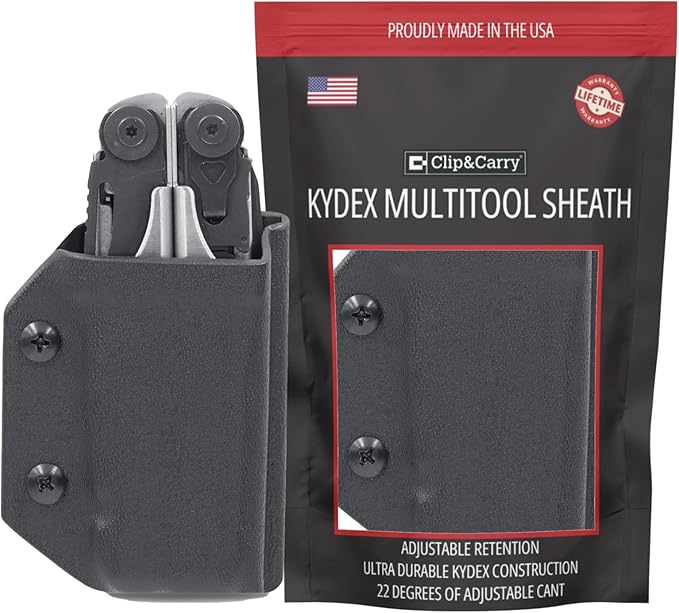 Clip &amp Carry Kydex Multitool Sheath for The Leatherman Surge - Made in USA - EDC Multi Tool Sheath Holder Holster Cover - Black
