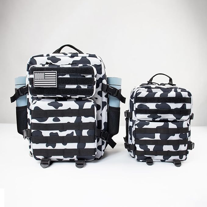 25L Small Military Tactical Backpacks For Men Camping Hiking Trekking Daypack With Bottle Pouch Bug Out Bag Lage MOLLE DayPack - 25L Cow Print Backpack