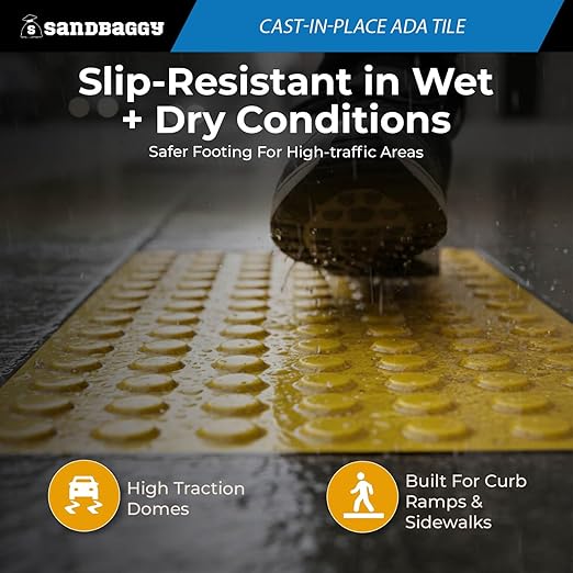 Sandbaggy Cast-in-Place ADA Pads - USA Made Truncated Domes | ADA/DOT Compliant | 5 Year Warranty (1 Yellow 36 x 60)