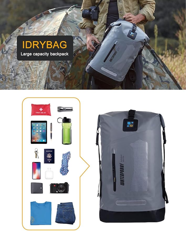 IDRYBAG Waterproof Backpack for Men 20L/30L/40L Floating Dry Bag Kayak Dry Backpack Hiking