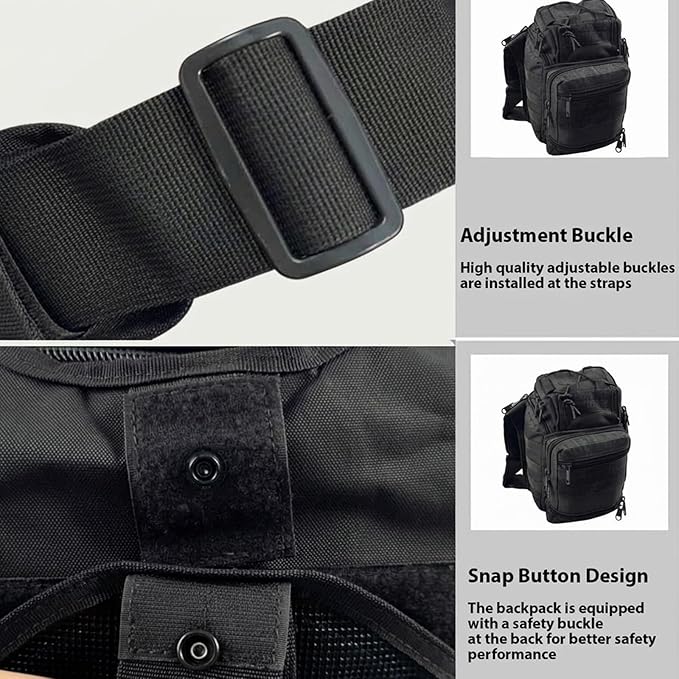 Tactical Backpack for MenMilitary Sport Bag Pack Sling Shoulder Backpack Tactical Crossbody Bag EDC Molle Assault Range Bag Chest Pack for Hiking Camping Outdoor - Black