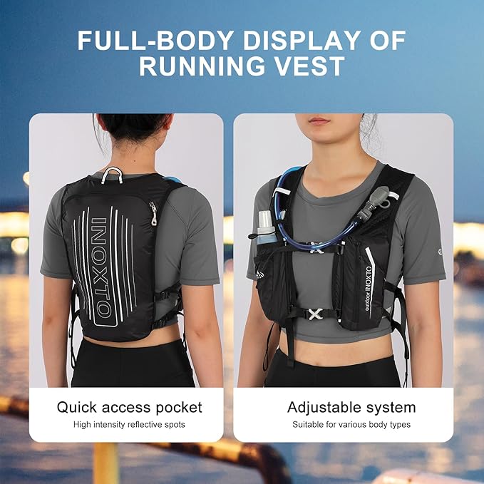 INOXTO Running Hydration Vest BackpackLightweight Insulated Pack with 1.5L Water Bladder Bag Daypack for Hiking Trail Running Cycling Race Marathon for Women Men