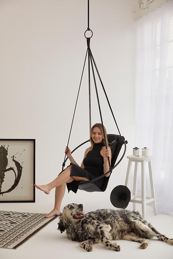 Hanging Egg Chair - Handmade Scandinavian Style Hammock Swing Chair Hanging Chair for Bedroom Indoor &amp Outdoor Patio Swing Double-Layered Faux Leather