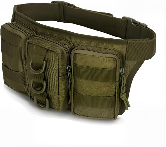 Tactical Pouch Waist Pack Waterproof Cloth Men's Waist Bag Hiking Camping Fishing Outdoor Sports Bag Mountaineering(Green)