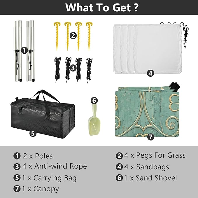 xigua St. Patrick's Day Beach Tent Sun Shelter with Carrying Bag - Silver Coated Oxford Fabric Beach Canopy for Beach Camping Fishing - Includes Windproof Ropes Sandbags &amp Stakes