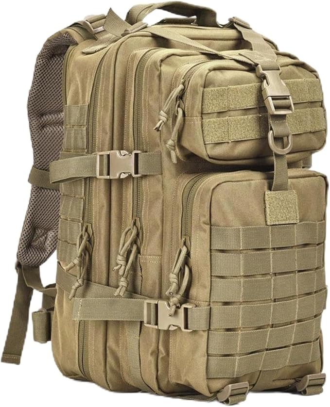 aiGear Tactical Backpack for Men 45L Military Backpack 3-Day Bug Out Bag for Camping Hiking Hunting with Molle System Army Daypack (45L Khaki)