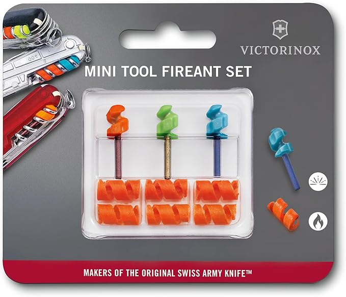 Victorinox Fireant Mini Tools - Compact 3 Piece Fire-Starter Set Compatible with 84 85 91 and 111 mm Swiss Army Knives