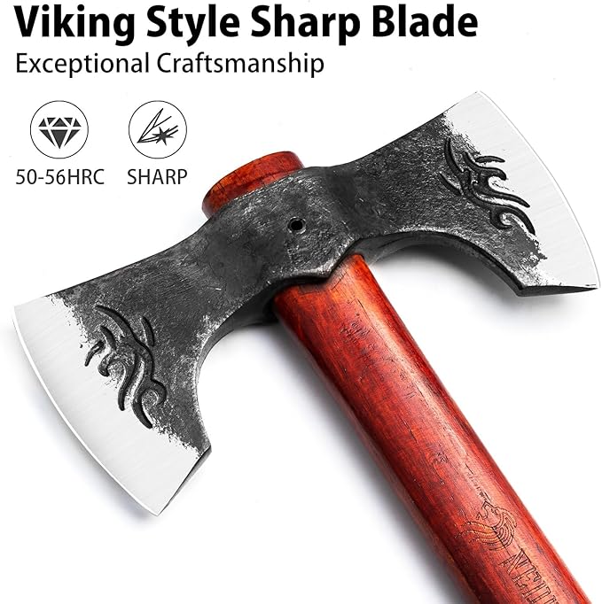 NEDFOSS Vikings Throwing Axes 16 inches Throwing Axe Set with 1065 High Carbon Steel &amp Wooden Handle. Perfect for Axe Throwing Game Recreation Competition &amp Great Gift for Men