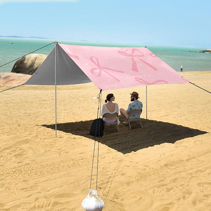 ALAZA Bow White Dot Beach Tent Sun Shelter Portable Canopy Sunshade for Outdoor Camping Picnics Backyard Fun 10x9 ft