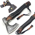 Custom Handmade Carbon Steel Real Viking Axe HatchetCamping Axe Birthday Gift for him Leather Wrapped Handle and Leather Sheath ((FM 19))