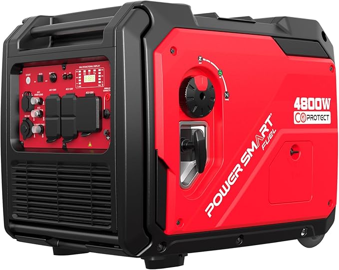 5000 Watt Portable Inverter Generator with Electric Start 30 Amp for Home Use and Emergency Backup CO Protect Super Quiet