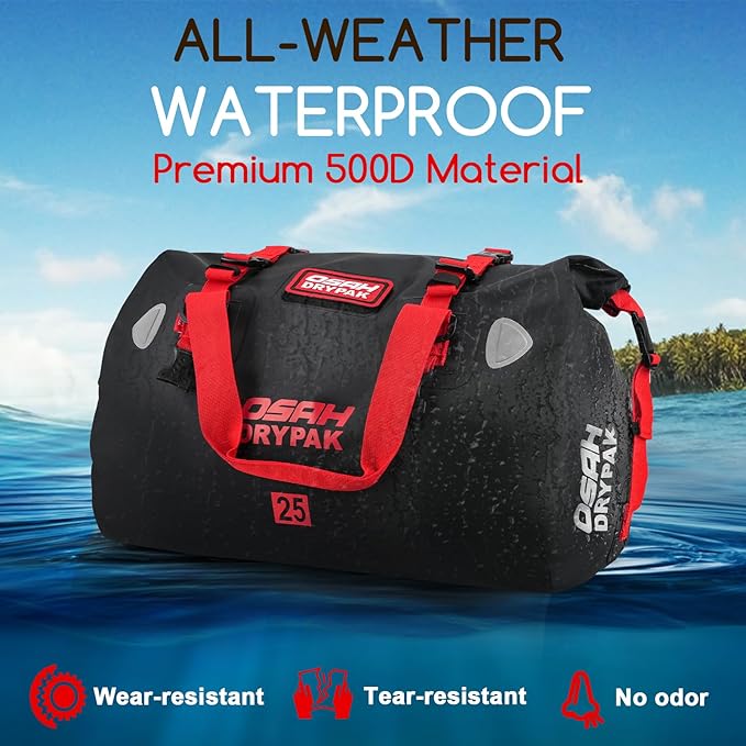 Waterproof Duffel Bag - Motorcycle Dry Bag Tail Bag with Large Storage Space Waterproof Luggage Duffle Bags with Outer Mesh Zipper Pocket for Camping Kayaking Fishing &amp Traveling
