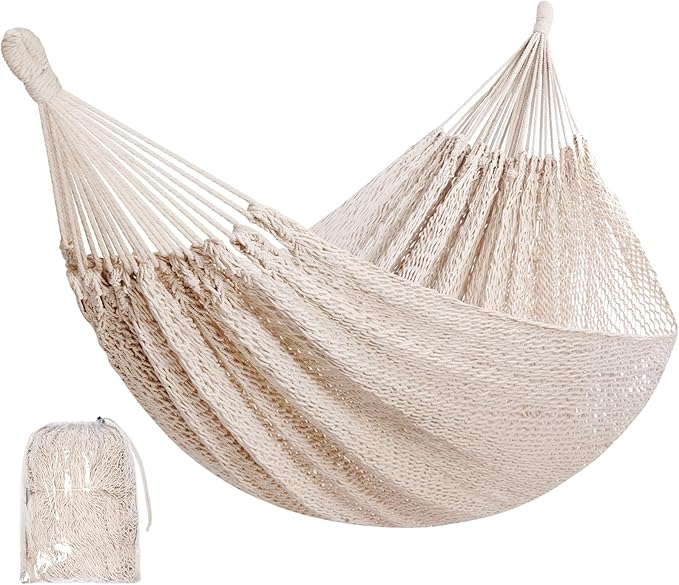 Handwoven Mayan Hammock - Portable Family Hammock with Carry Bag Matrimonial Size Multi-Color Handmade Hammock for Travel Camping Backyard Porch Outdoor or Indoor Use