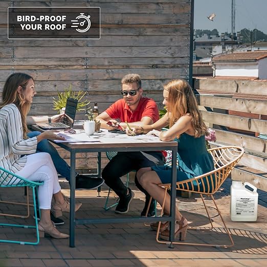 Bird-X Bird Stop Liquid Invisible and Effective Bird Removal Liquid Keep Birds Away Contains Methyl Anthranilate Easy to Apply BS-GAL 1-Gallon