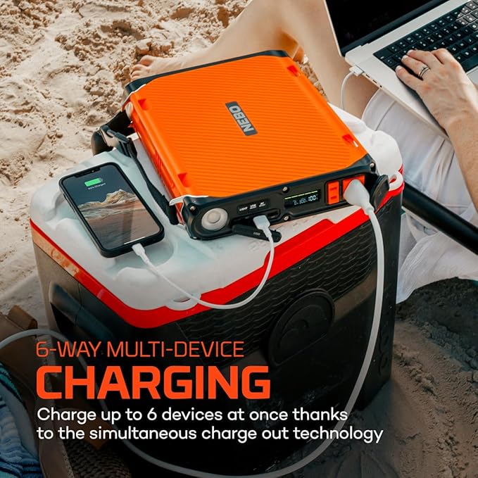NEBO RAMBLER 300 Power Station | 288 Wh Ultra-Slim Profile Portable Power 6-Way Multi-Device Charging Emergency Power Supply LiFePO4 Rechargeable Battery