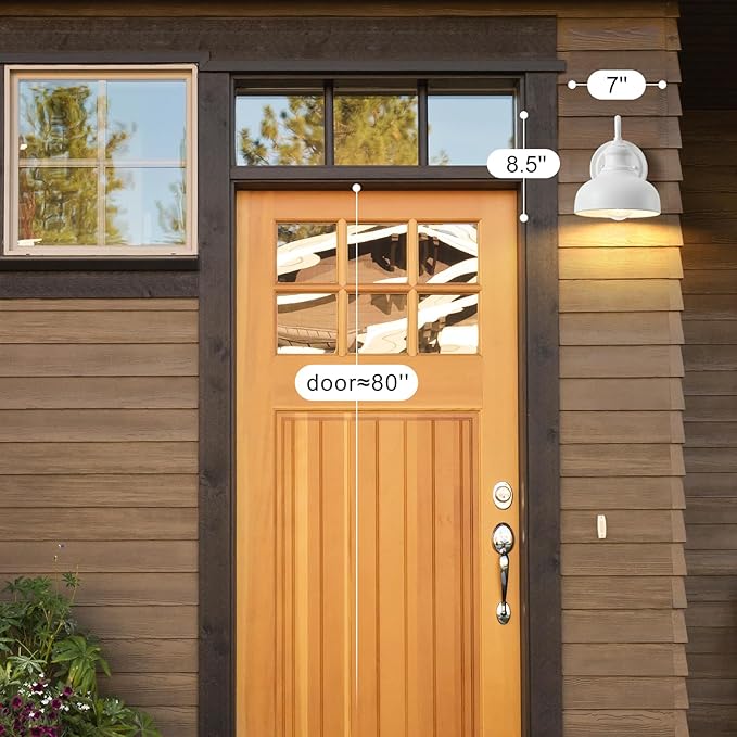 7 Inch Dome Outdoor Gooseneck Lighting Fixture Exterior Small Porch Light Fixtures with Wall Mount Farmhouse Style External Barn Door Wall Sconce Gooseneck Barn Lighting Wall Lamp for House