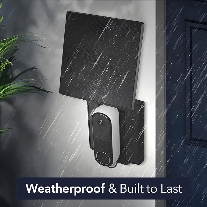 Wasserstein Doorbell Solar Charger with Built-in Battery Compatible with Arlo Video Battery Doorbell 2K (2nd Gen) WYZE Wireless Duo Cam &amp eufy E340/C30/C31 Doorbell (2.5W)