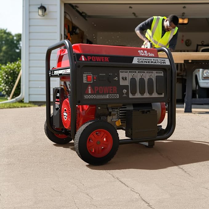 A-iPower 10000-Watt Electric Start Portable Generator Gas Powered with 420cc OHV Engine Heavy Duty Generators For Jobsite Home Use Emergency (AP10000E)