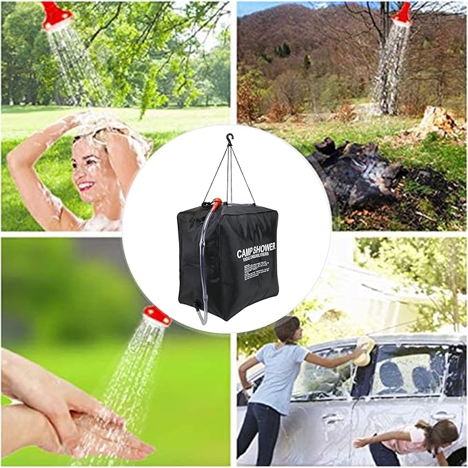 40L Solar Shower Bag Water Bag Energy Heated Solar Heated Outdoor Camping Shower with Leak - Proof PVC Material Advanced Shower Head for Hiking Beach Travel