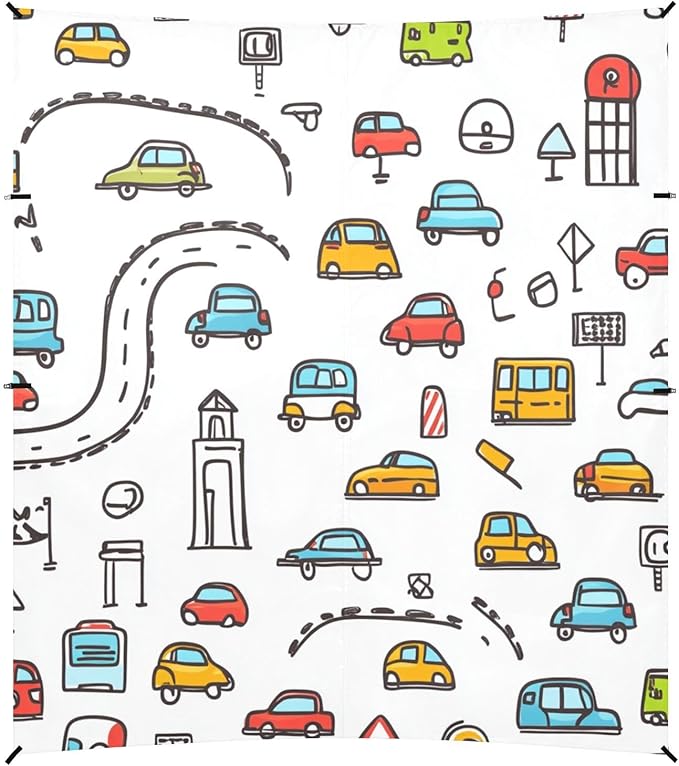 ALAZA Cartoon Transportation Cars Traffic Signs Beach Tent Sun Shelter Portable Canopy Sunshade for Outdoor Camping Picnics Backyard Fun 10x9 ft