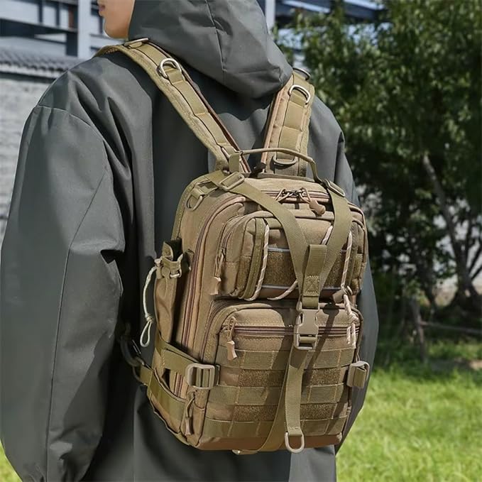 Versatile Tactical Travel Camping Backpack Outdoor Casual Lightweight Shoulders Bag Men Large Capacity Sports Chest Pack(Black)