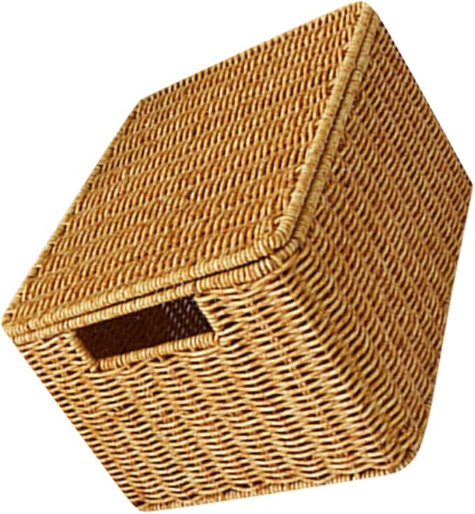 Capacity Woven Storage Basket with Lid Imitation Rattan Sundry Container for Bedroom Wardrobe and Living Organization Stylish and Functional Household Storage Holder