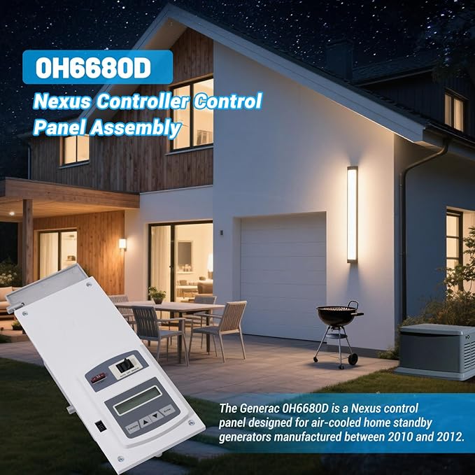 0H6680D Nexus Controller Control Panel Assembly Compatible with Generac 2010-2012 15kW 20kW 22kW Air-Cooled Standby Generators CNTR AC HSB Replaces 0H6680DSRV 0H6680