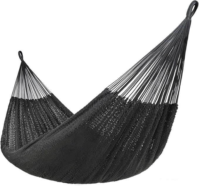 Lazy Daze Hammocks Handwoven Mayan Hammock 10.5 FT Soft Rope Double Hammocks Portable Outdoor Hammock with Carry Bag 2 Straps &amp Carabiners for Patio Outside 550 lbs Weight Capacity Gray