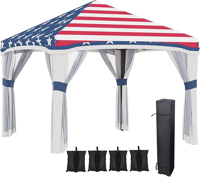 Pop-Up Gazebo with Mesh Walls