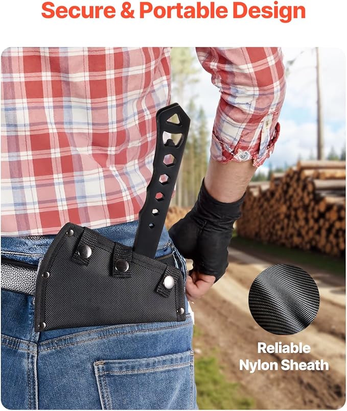 VEVOR Throwing Axes and Tomahawks 3 Pack Axe Throwing Hatchet Set Multi-Functional Handle with Wrench and Bottle Opener Stainless Steel with Black Nylon Sheath for Recreation and Competition