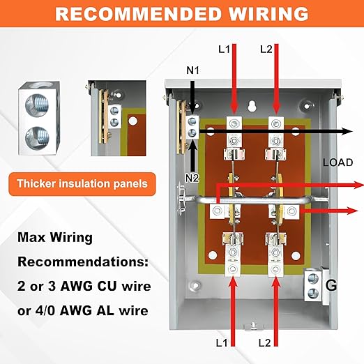 200 Amp Generator Transfer Switch 120/240V 48000W Manual Transfer Switch for Home Generator with Neutral Terminal for Outdoor and Indoor Multiple Security Protections (200A-2 Pole)