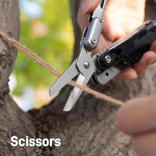 Teslong 5 in-1 EDC Multitool Knife Scissors with Screwdrivers Detachable Design 440A Stainless Pocket Knife Window Breaker Tactical Gear for Camping Surviving Hiking Gift for Men Dad