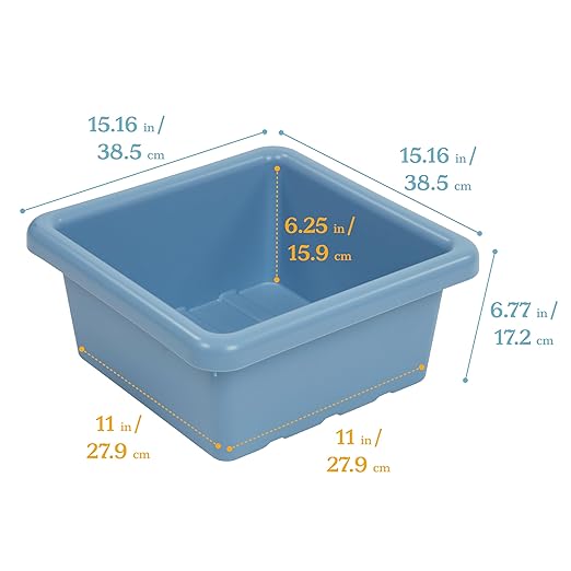 ECR4Kids Square Bin with Lid Storage Containers Powder Blue 2-Pack