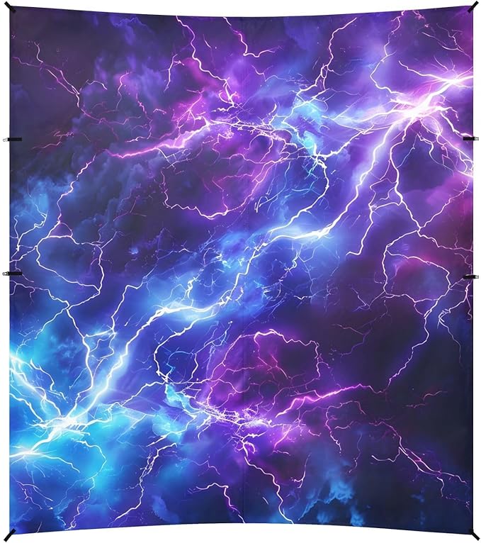 ALAZA Blue Purple Lightning Electricity Cross Lightning Beach Tent Sun Shelter Portable Canopy Sunshade for Outdoor Camping Picnics Backyard Fun 10x9 ft