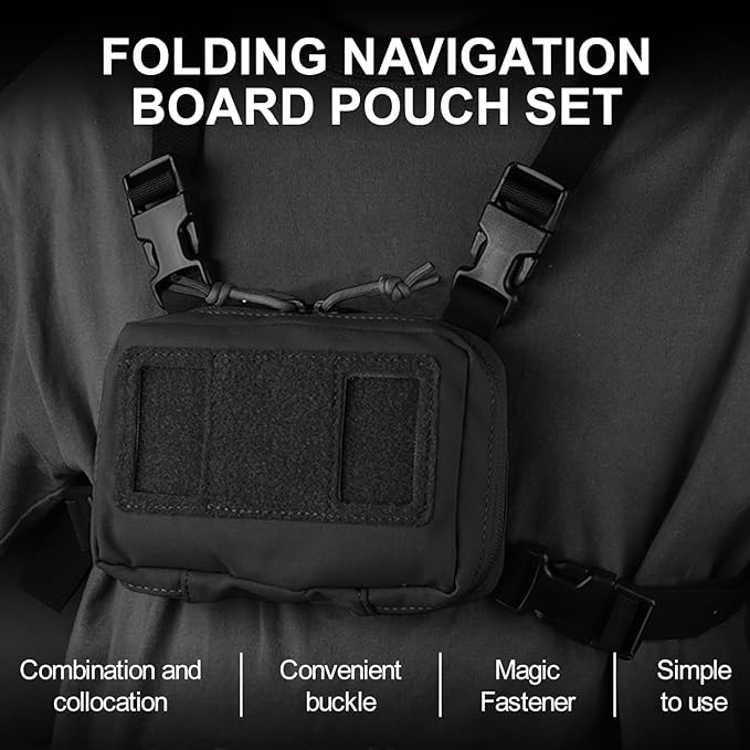 Tactical Phone Chest Mount with Chest Vest Rig Bag Pack Molle Foldable Navigation Universal Phone Holder Board for Hunting