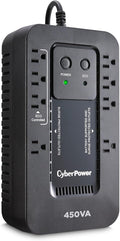 CyberPower EC450G Ecologic Battery Backup &amp Surge Protector UPS System 450VA/260W 8 Outlets ECO Mode Compact Uninterruptible Power Supply